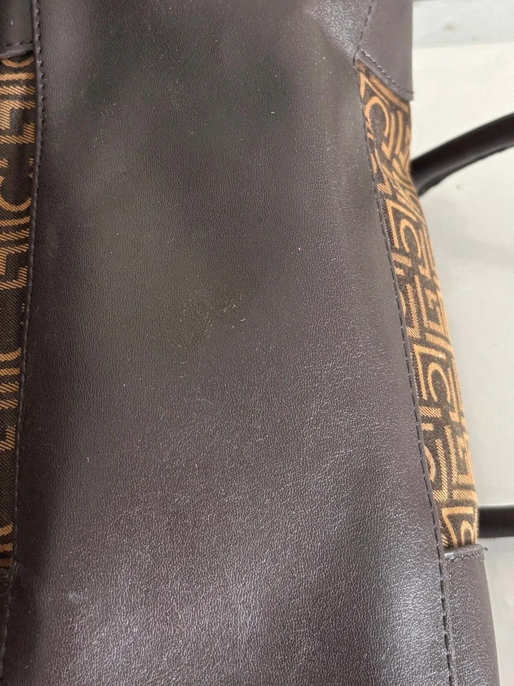 Liz Claiborne Brown Logo-Print Satchel with Dark Brown Trim